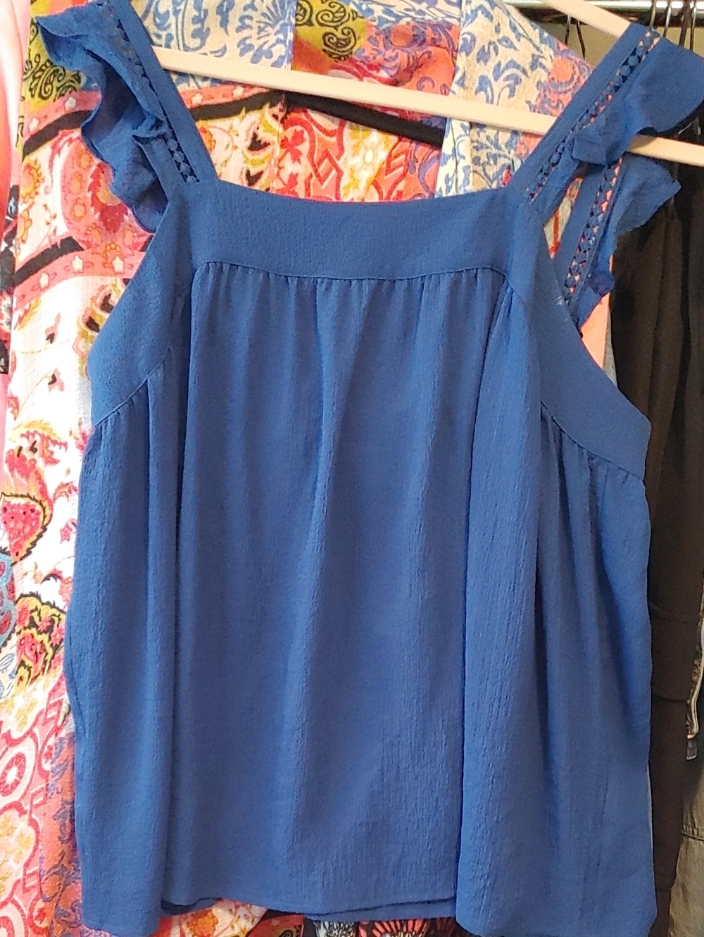 Signature Royal Blue Ruffle-Strap Camisole
